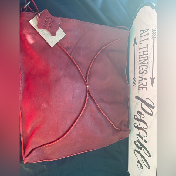 authentic NWT Lisa Leonard Red Leather Tote Crossbody Shoulder Bag 70% off! - Picture 6 of 10